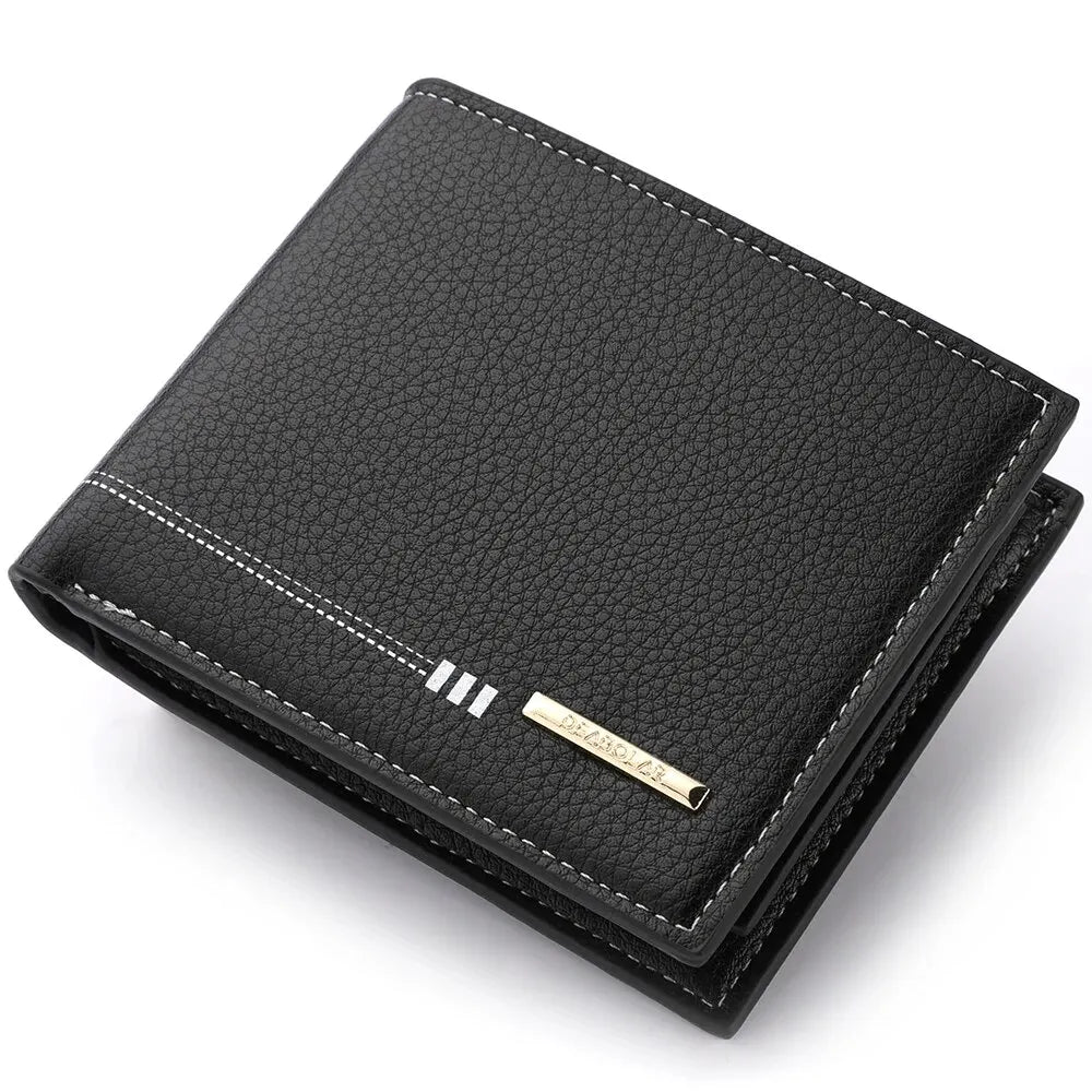 Nueva cartera para hombre, tarjetero, monedero con cremallera, cartera corta de negocios con estampado de lichi de alta calidad.