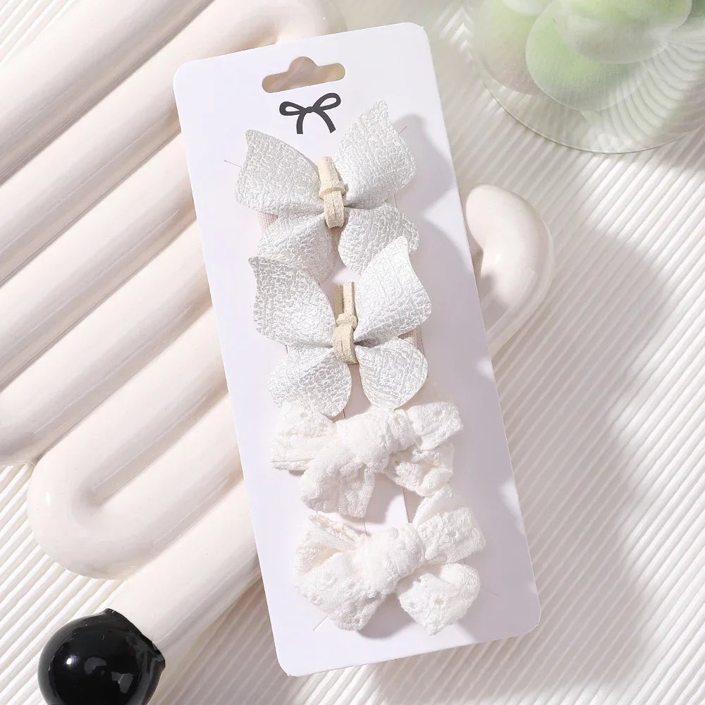 4Pcs/set Cute Baby Girls Knitting Headwear Handmade Crochet Butterfly Alloy Hairs Clips Kids Hairpins Fashion Desgin Headwear