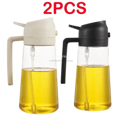 2 in1 Oil Spray Bottle Plastic Kitchen Barbecue Cooking Olive Oil Dispenser Oil Jar Baking Vinegar Soy Sauce Spray Container