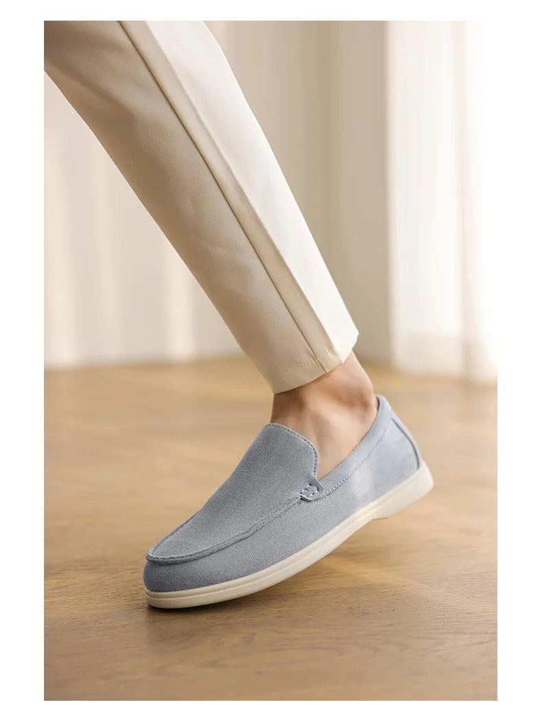 Men Flat Loafers 2025 Frosted Suede Flat Shoes Comfortable Non Slip Fashion Loafers Lightweight Trendy Outdoor Casual Shoes