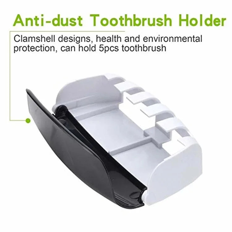 1 conjunto de suporte para escovas de dentes de fácil utilização com dispensador automático de pasta de dente e suporte de parede para escovas de dentes