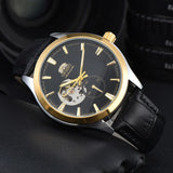 Orient Double Lion Watch Japanese Fully Automatic Mechanical Watch Hollowed Out Business Men's Watch Leather Strap