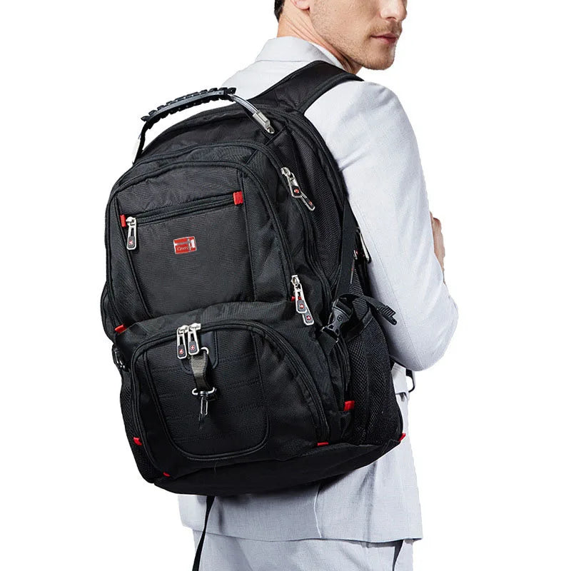 Swiss-Multifunction Bags Mochila duradera para portátil de 17 pulgadas, bolsa de viaje, mochila universitaria, puerto de carga USB, resistente al agua