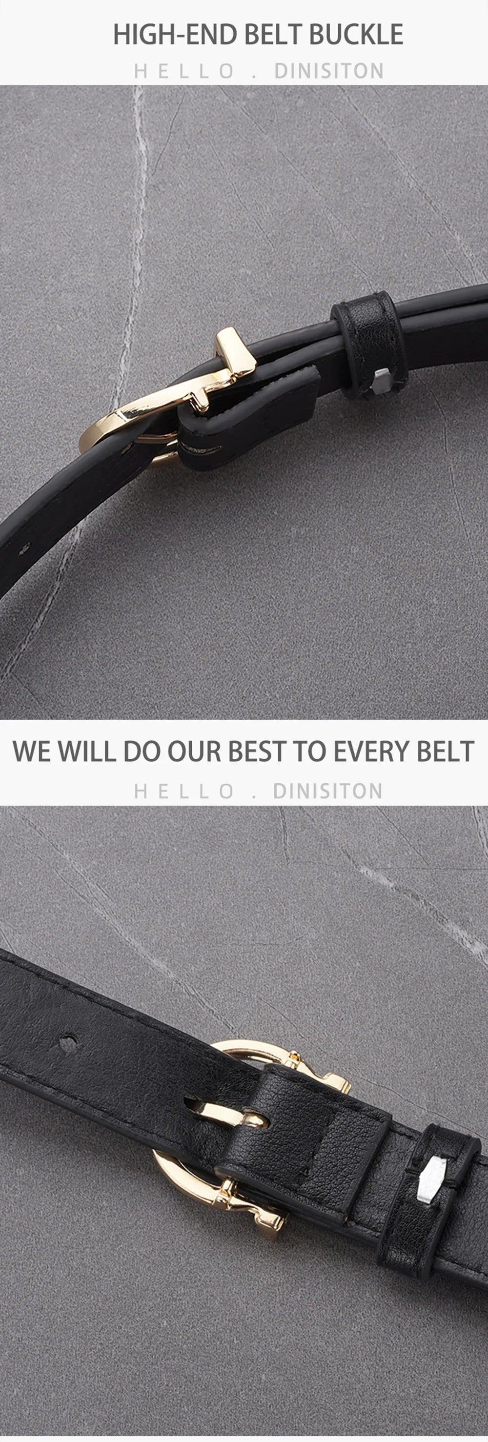 Women's Fashion Pin Buckle Thin Belt Genuine Luxury Soft Belt for Women with Cargo Pants Jeans Windproof PU Leather Belt