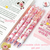 Capybara Erasable Pens 6pcs Refillable Ink Gel Pen Smudge-Free Cute Animal School Supplies for Students Office Stationery Gifts