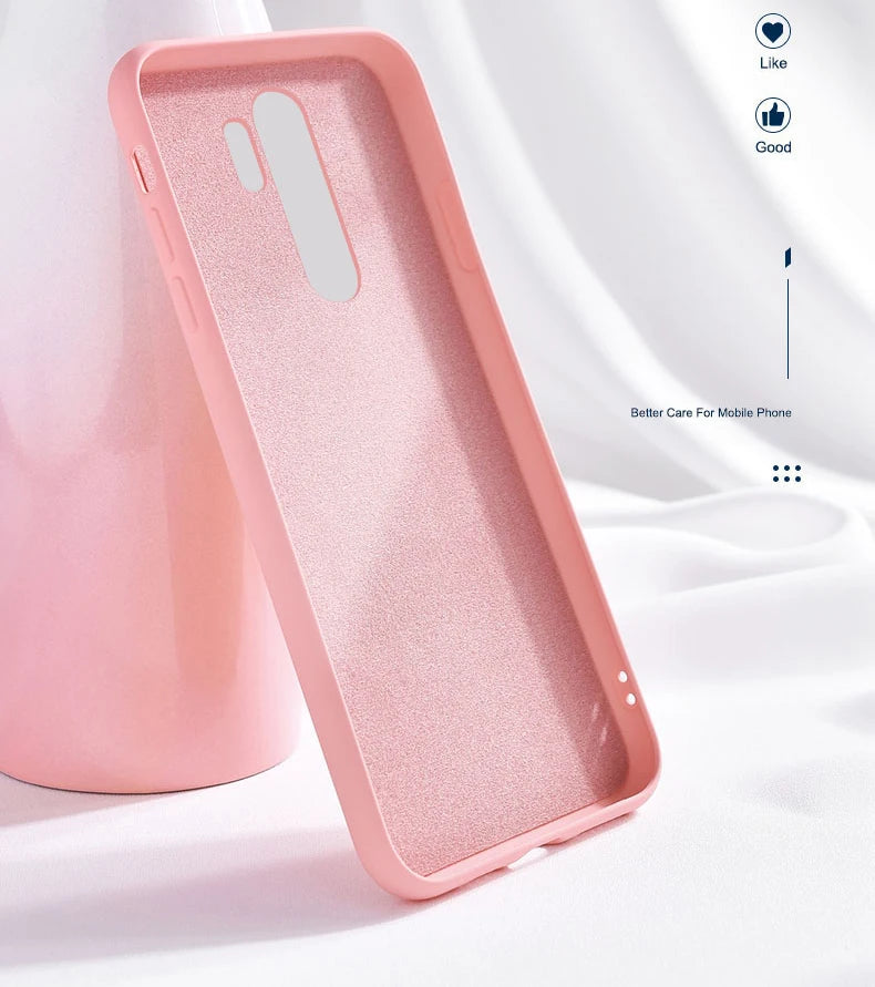 Funda de silicona líquida suave y sólida para XiaoMi RedMi Note 9, 9s Pro, 10, 11, 11S, 10s, 10T, 9T, 8, 8T, 7 Pro, 9A, 9C, 10C, Poco X3, F3