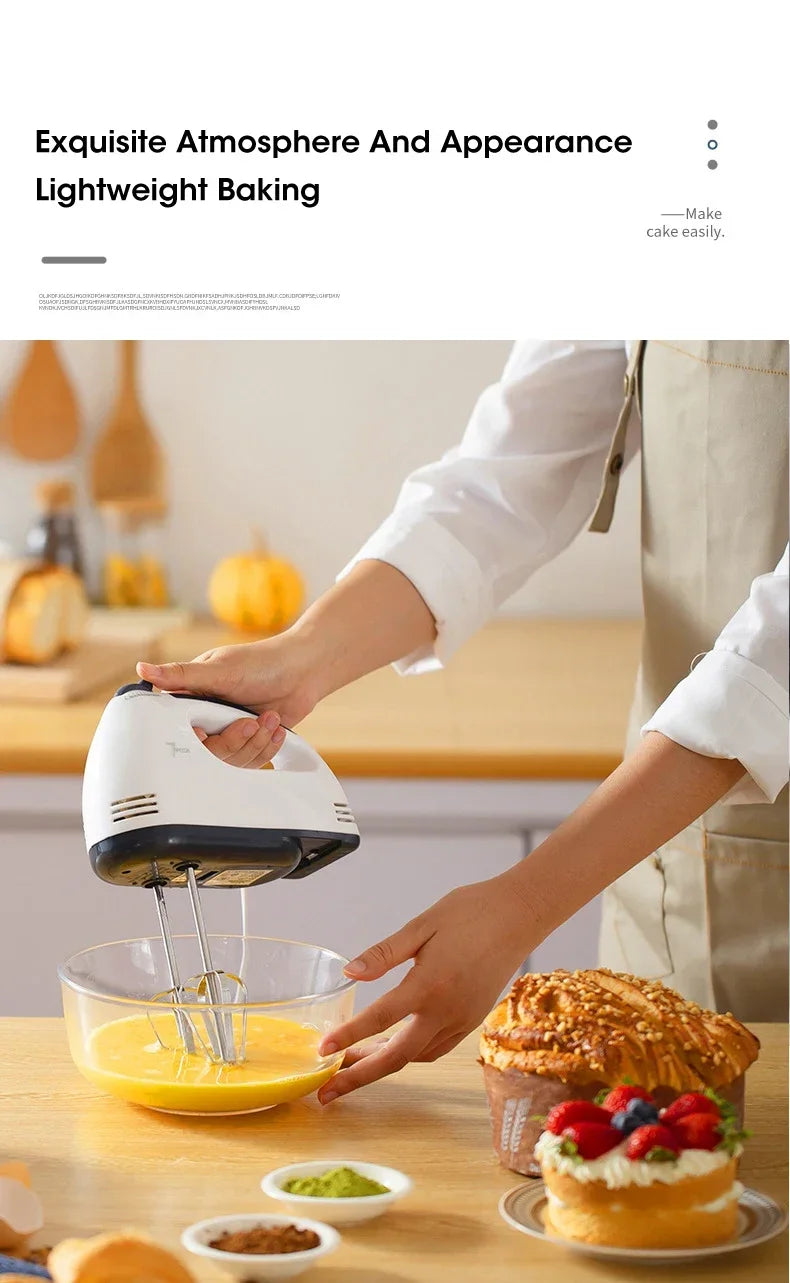 Household Electric Mixer Handheld Kitchen Food Mixer Multifunctional Adjustable 7-speed Egg Cream Dough Bread Mixer Grinder