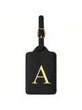 PU Leather Luggage Tag for Travel - Durable Suitcase ID Tag with Privacy Cover & Name Card Slot (A-Z) liu