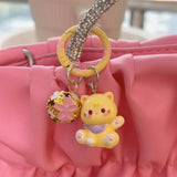 1/6Pcs Colorful Cat Bell Keychains for Friends Backpack Phone Pendant Hangings Couple Cartoon Animal Paw O-shaped Keychains
