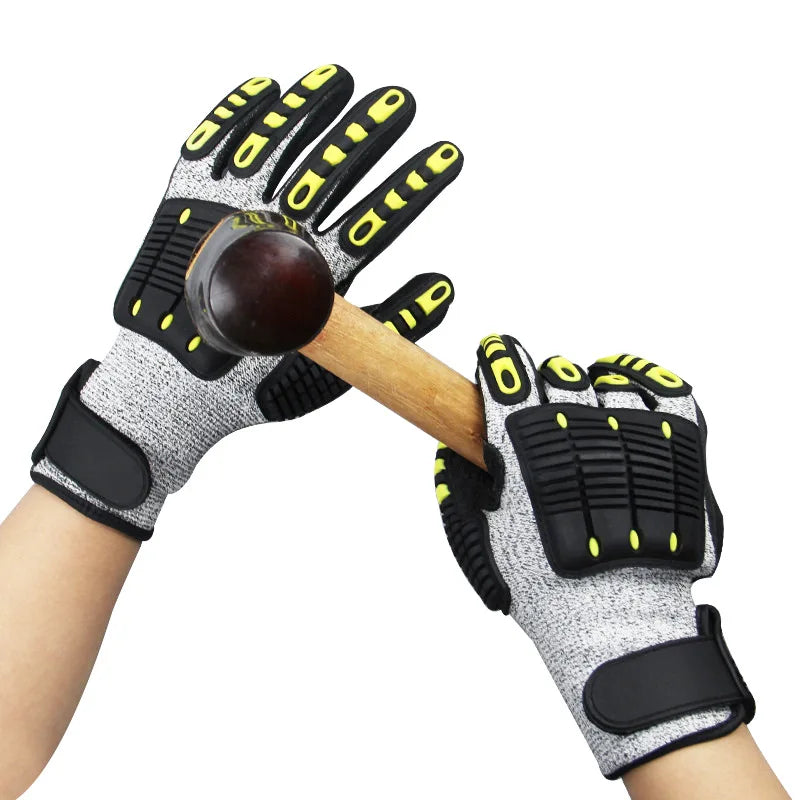 Guantes mecánicos anticorte TPR, antivibración, antigolpes, anticolisión, para ciclismo al aire libre, guantes de seguridad de rescate