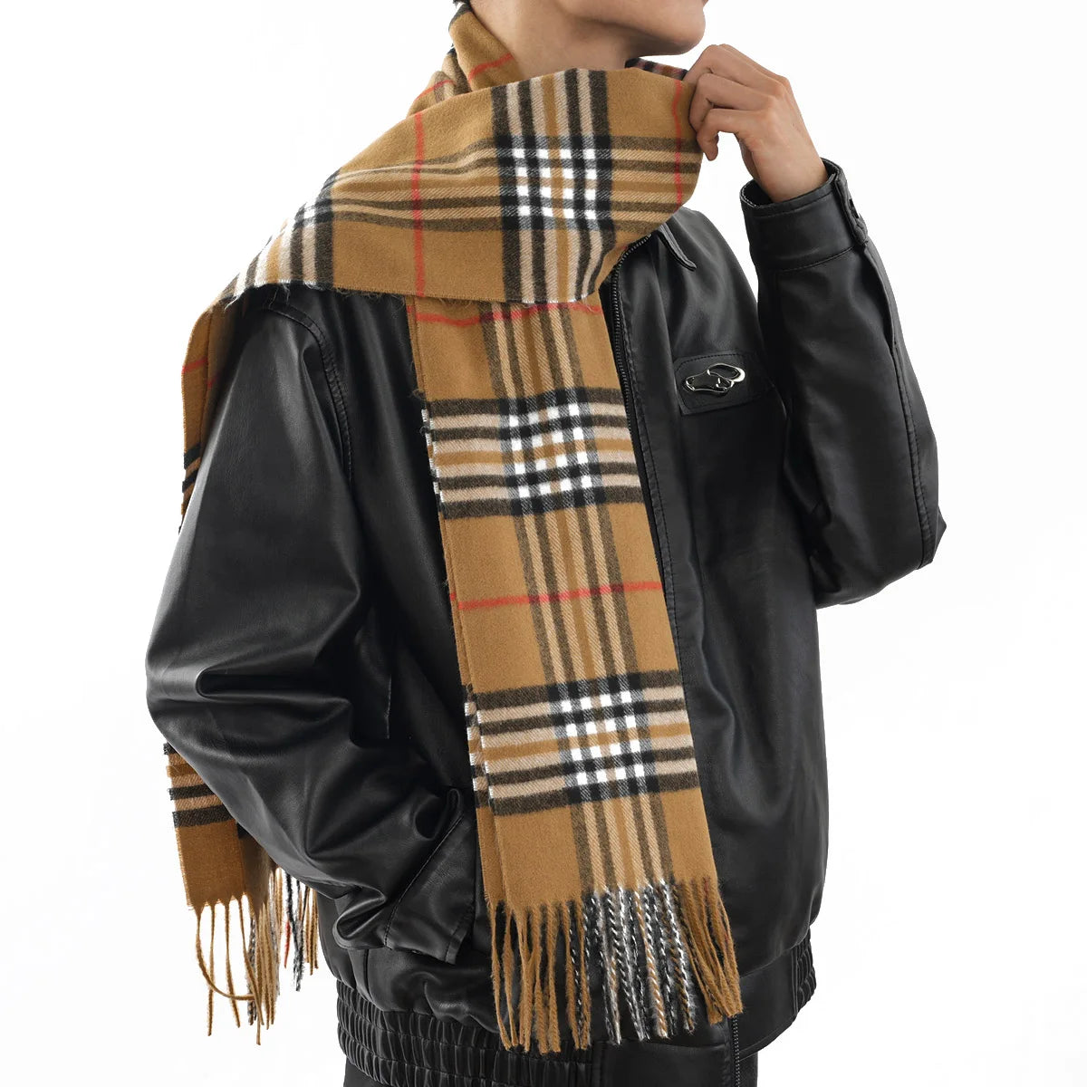 Bufanda tipo chal para hombre con tacto de cachemira cálido a cuadros de Edimburgo, bufanda a cuadros escoceses de estilo preppy