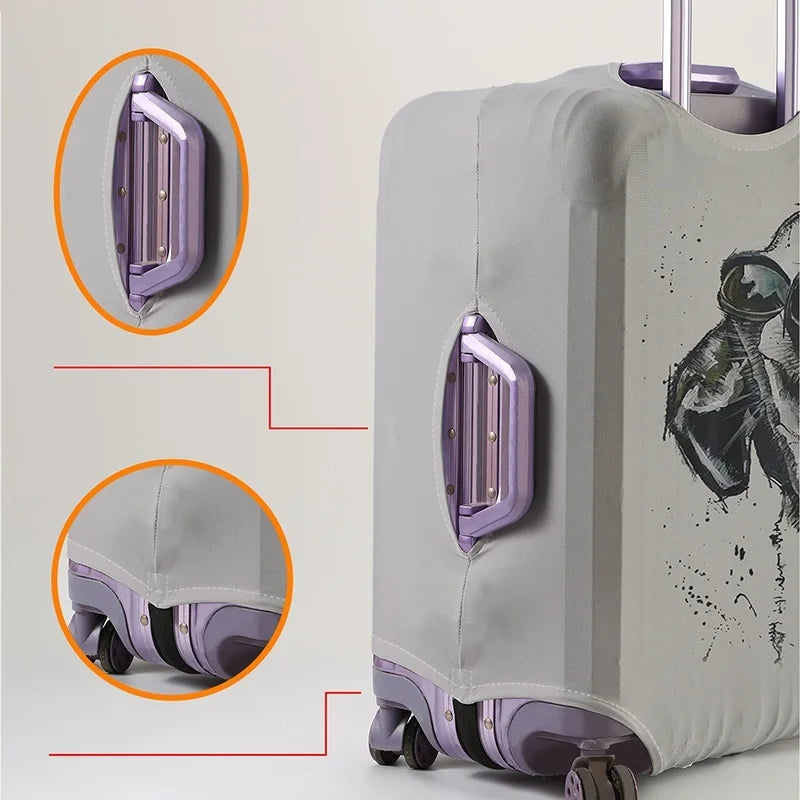 Splashing Ink Tongue Dog Light Grey Pattern Luggage Protective Cover, suitable for 18-32 inch luggage covers, luggage handle glo