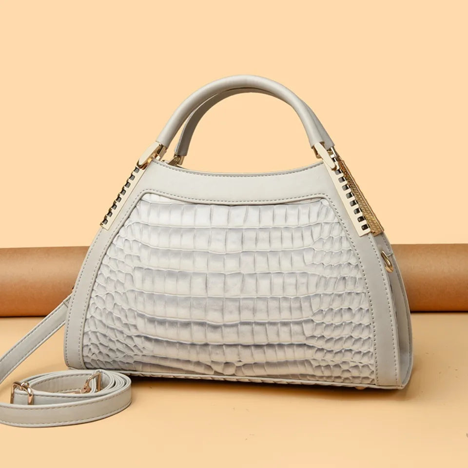 Alligator Patent Leather Shoulder Crossbody Handbags for Women, Luxury Brand Designer Hobo Bags, Two-Layer Sac