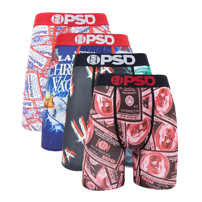 4Pcs Sexy Men Underwear Boxer Shorts Print Boxershorts Panty Cueca Male Panties Lingerie Fashion Underpants man