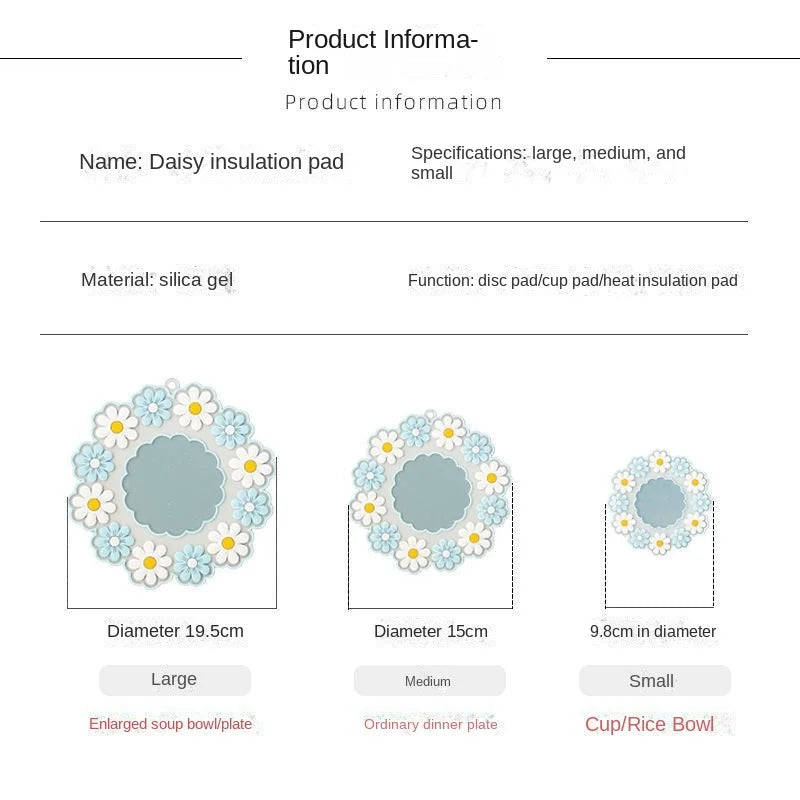 Round Daisy Heat Resistant Silicone Mat  Cup Coasters Insulation Non Slip Pot Holder Thicken Table Placemat Kitchen Accessories