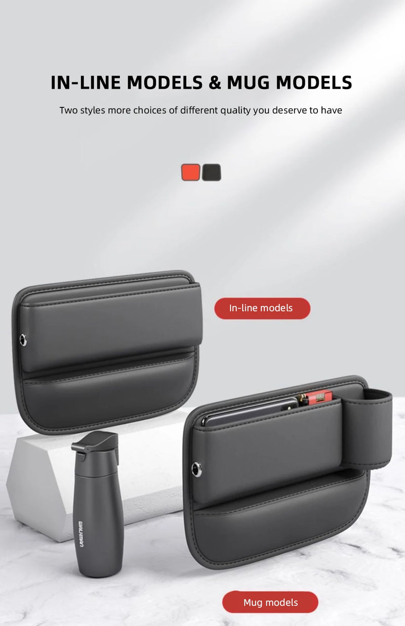 Universal Car Seat Gap Organizer Storage Box Multifunction Leather Crevice Side Storage Pocket Wallet Keys Card with Cup Holder