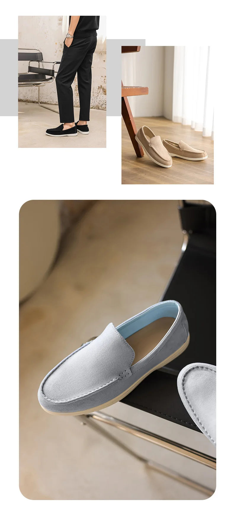 Men's Flat Loafers 2025 Frosted Suede Flat Shoes Comfortable Non-Slip Fashion Loafers Lightweight Trendy Outdoor Casual Shoes