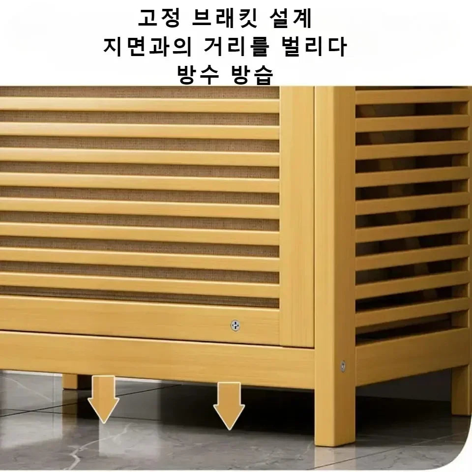 Laundry Hamper Bathroom Rack High-capacity Bamboo Laundry Baskets With Shelf With Tilt Out Basket Wooden Storage Hamper Racks