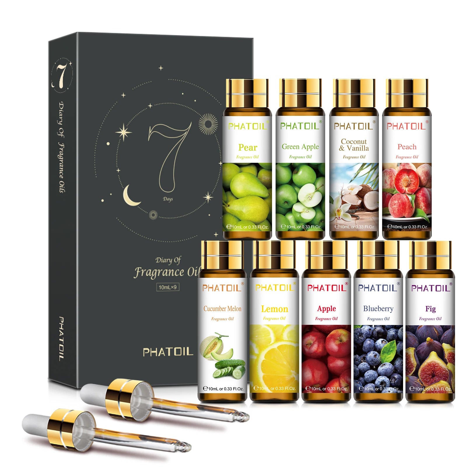 PHATOIL 1/3/9pcs 10ml Sweet Fruit Fragrance Oil For Aromatherapy DIY Candle Cherry Apple Strawberry Mango Coconut Fragrance Oils
