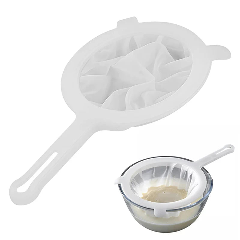 Filtro de cocina de malla 200, colador de malla fina, colador de nailon, cuchara de plástico para leche de soja, jugo, yogur, colador de alimentos, utensilios de cocina