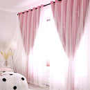 Kids Girls Bedroom Pink Curtains Star Cutout Blackout with White Sheer Pastel Nursery Window Curtain Panels for Living Room Home