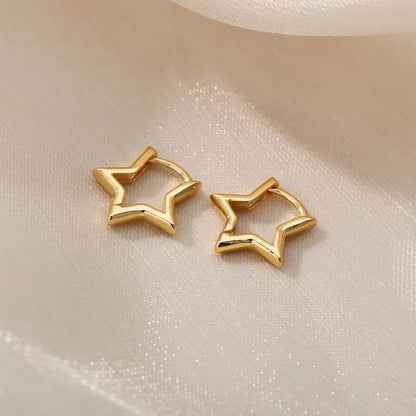 Heart Stainless Steel Earrings for Women Zircon Gold Color Hoop Earring Aesthetic Waterproof Ear Piercing Jewelry Accessories