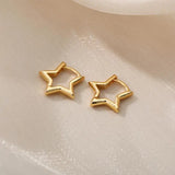 Heart Stainless Steel Earrings for Women Zircon Gold Color Hoop Earring Aesthetic Waterproof Ear Piercing Jewelry Accessories