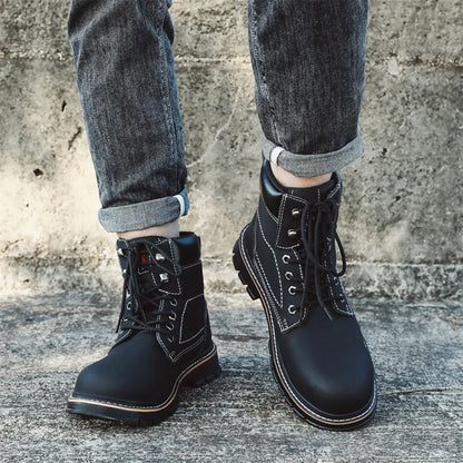 Latest 2023 Waterproof Men Leather Boots Steel Toe Cap Safety Work Shoes Anti Smashing Indestructible Construction Welding Boots