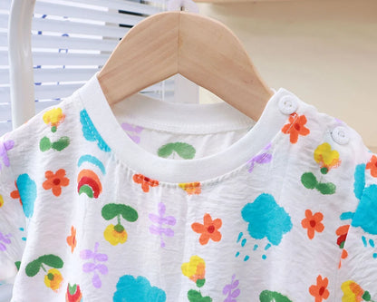 1-10 Years Soft Kids 2-Piece Set Breathable Short Sleeve Shorts for Playtime Toddler Outfit Clothes for Playground and School
