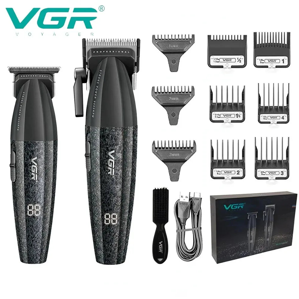 VGR Hair Trimmer Professional Hair Clippers Adjustable Hair Cutting Machine 9000 RPM Cordless Clippers and Trimmers Set V-640 S3