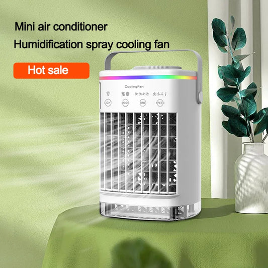 Popular mini air cooler USB air conditioning fan office desktop small water cooling fan spray humidification cooling fan