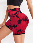 High Stretch Butt Lifting Tie Dye Fitness Shorts Women High Waist Summer Sport Yoga shorts Outdoors Sportwear