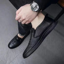 Men Leather Shoes Breathable Business Summer Slip on Loafers Man Casual Black Flats Driving Walking Shoes Moccasins