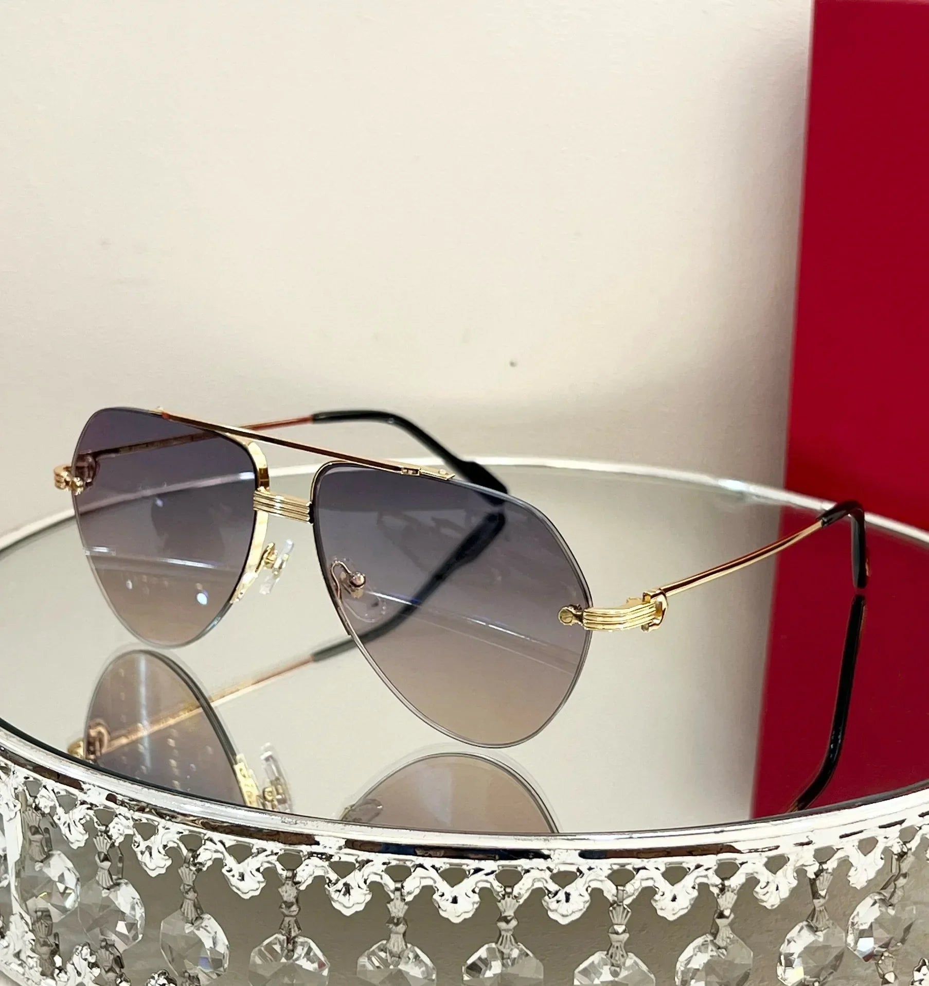 Ollymurs  Frameless Brushed SunglassesDesigner CT0427S CAR Card Home New Men's Comfortable Fashion Anti-ultraviolet Sunglasses