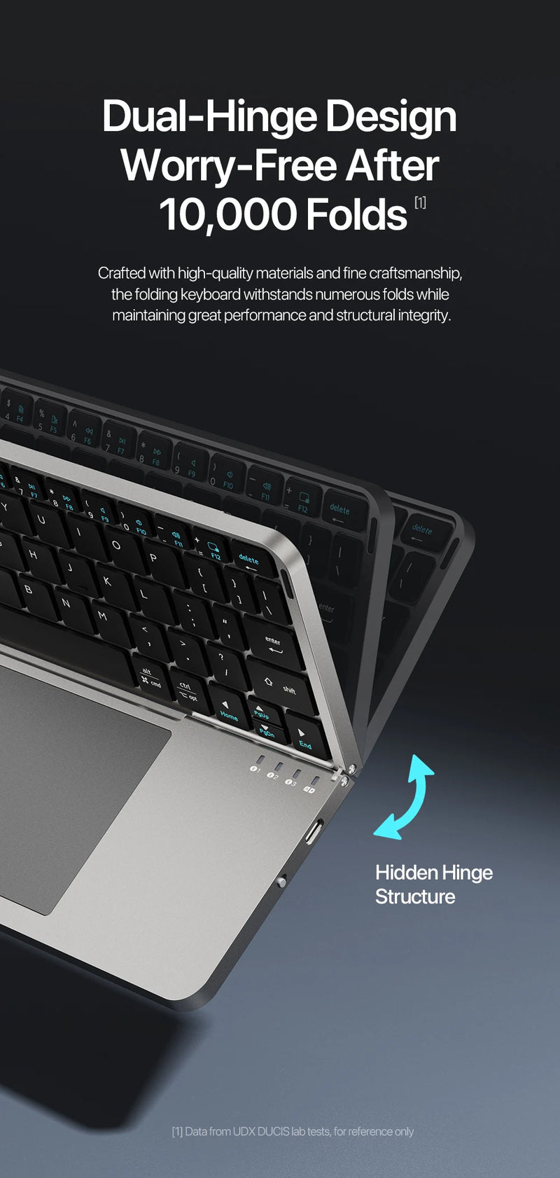 DUX DUCIS Foldable Bluetooth 5.0 Keyboard with Touchpad & Phone Holder For Phones Tablets PC iOS Android Windows Mac