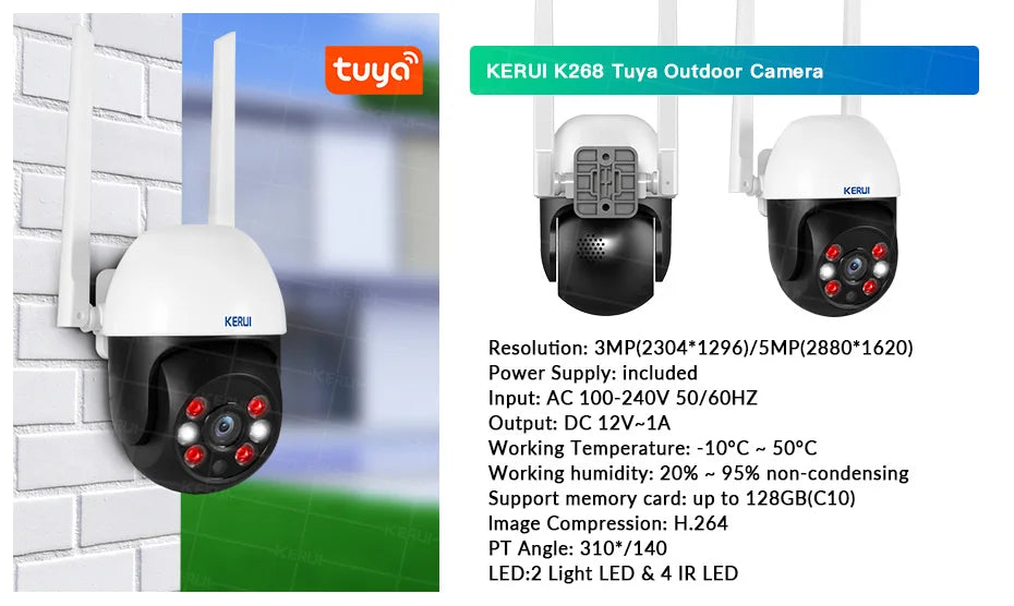 KERUI WIFI GSM Alarm System Kit W202 Home Security Protection Tuya Smart Support Alexa with Motion Detector Door Opening Sensor