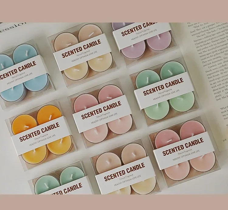 4pcs Handmade Tea Light Scented Candle Aromatherapy Soy Wax Candles Wedding Birthday Candle Party Home Decoration Photo Props