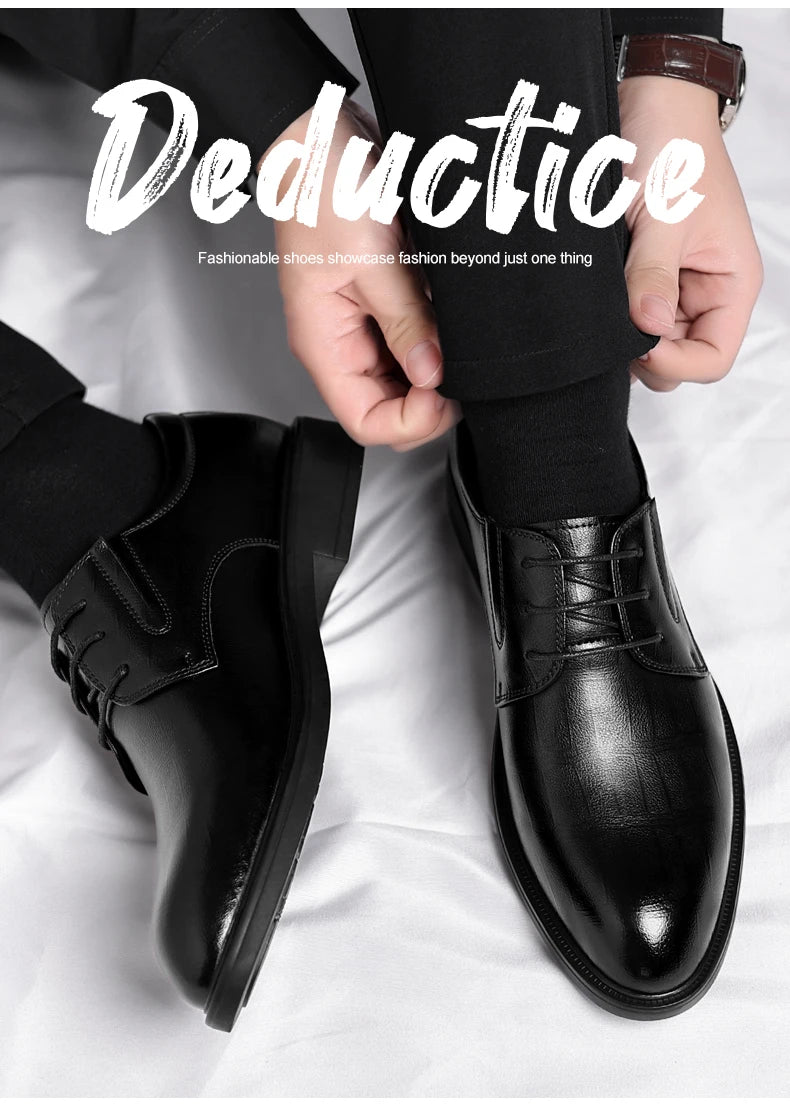 3/6/8 CM Elevator Shoes Men Dress Shoes Black Soft Leather Men Heightening Formal Shoes Casual Business Men Oxfords Suit Shoes