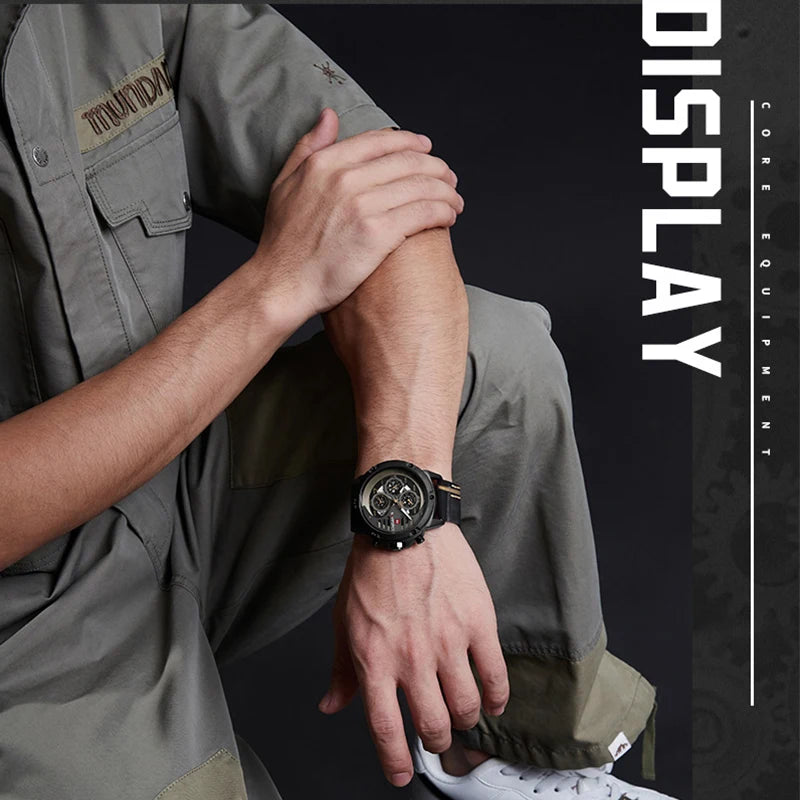 NAVIFORCE Men's Watch Top Brand Luxury Waterproof 24-Hour Date Quartz Watch Men Leather Sport Wristwatch Men Waterproof Clock