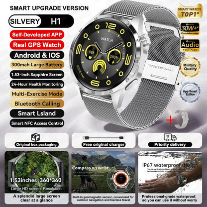 Original 2025 New For HUAWEI GPS Smart Watch Men Bluetooth Call NFC Access Heart Rate 300mAh IP68 Waterproof Smartwatch For IOS