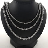 Bwise 3/4mm 316L Rope Chain Necklace Stainless Steel Never Fade Choker Waterproof Men Women Jewelry Gold Color Chains Gift