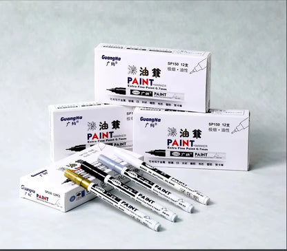 Fine tip permanent Paint Marker Pen DIY Paint Metallic Pen Permanent Gold SILVER Marker Touch Up,School Model Painting