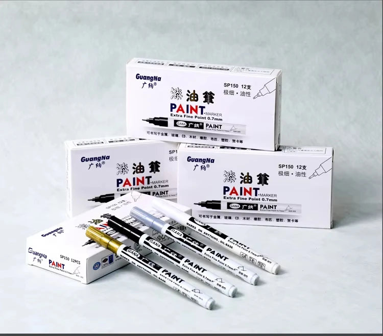 Fine tip permanent Paint Marker Pen DIY Paint Metallic Pen Permanent Gold SILVER Marker Touch Up,School Model Painting