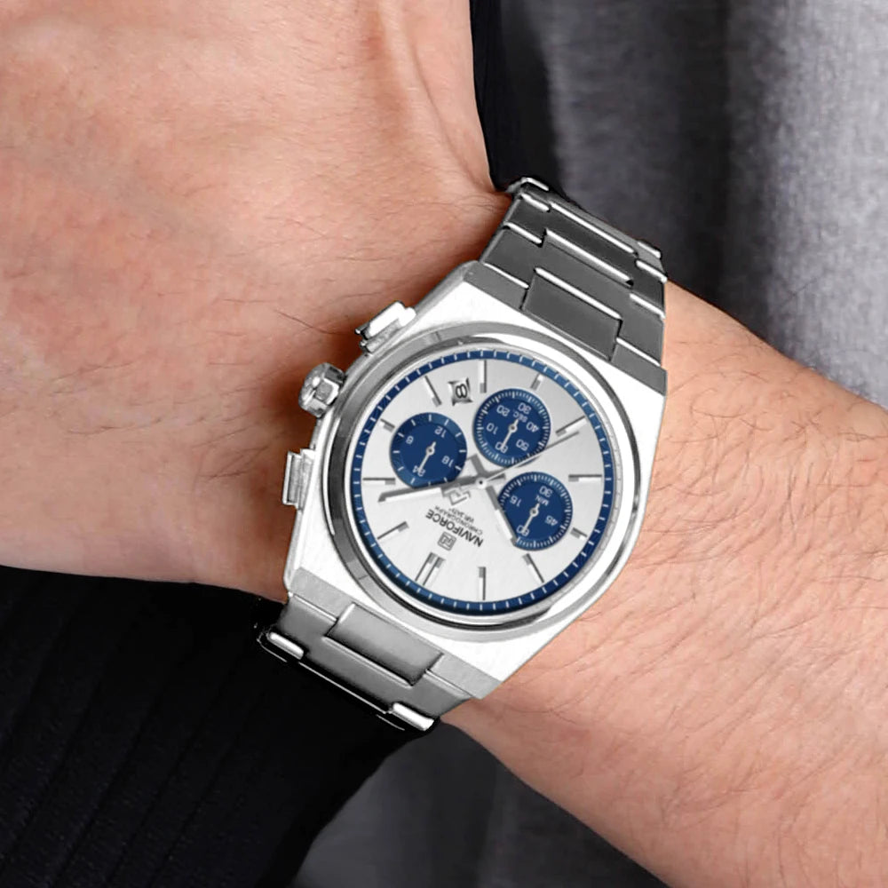 NAVIFORCE Men Casual Sport Quartz Calendar Wrist Watch for Men Business Steel Strap Waterproof Male Clock Relogio Masculino