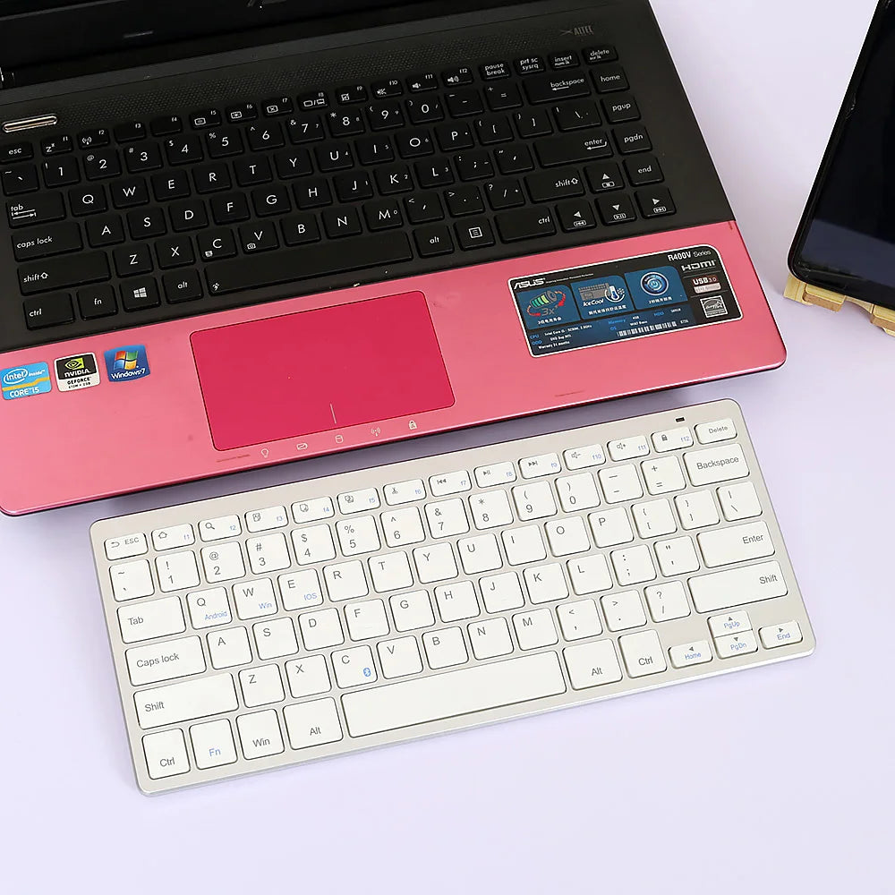 Bluetooth Keyboard Mini Ultra Thin Portable Wireless Keyboard Spanish Russian Layout for Tablet/iPad/Laptop/Phone