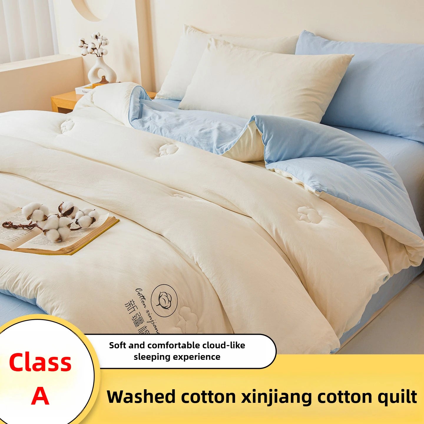 100% Cotton Filled Super Soft Autumn Winter Quilt Lightweight Fluffy Warm Duvets Core Grade A Comfort Quilted Double Comforter