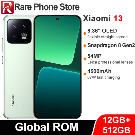 CN Global ROM Xiaomi Mi 13 256GB/512GB 54MP+32MP Camera Snapdragon 8 Gen 2 6.36” OLED Screen 67W Fast Charging 4500mAh Battery