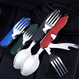 Juego de utensilios plegables para acampar: combinación multifuncional de cuchillo, tenedor y cuchara para actividades al aire libre y deportes, Camping, Picnic y viajes