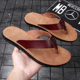 Size 38-47 New Italian Leather Flip-flops For Men Casual Cool Beach Summer Shoes Hotel Slippers Man Light Flats Luxe Men's Shoes