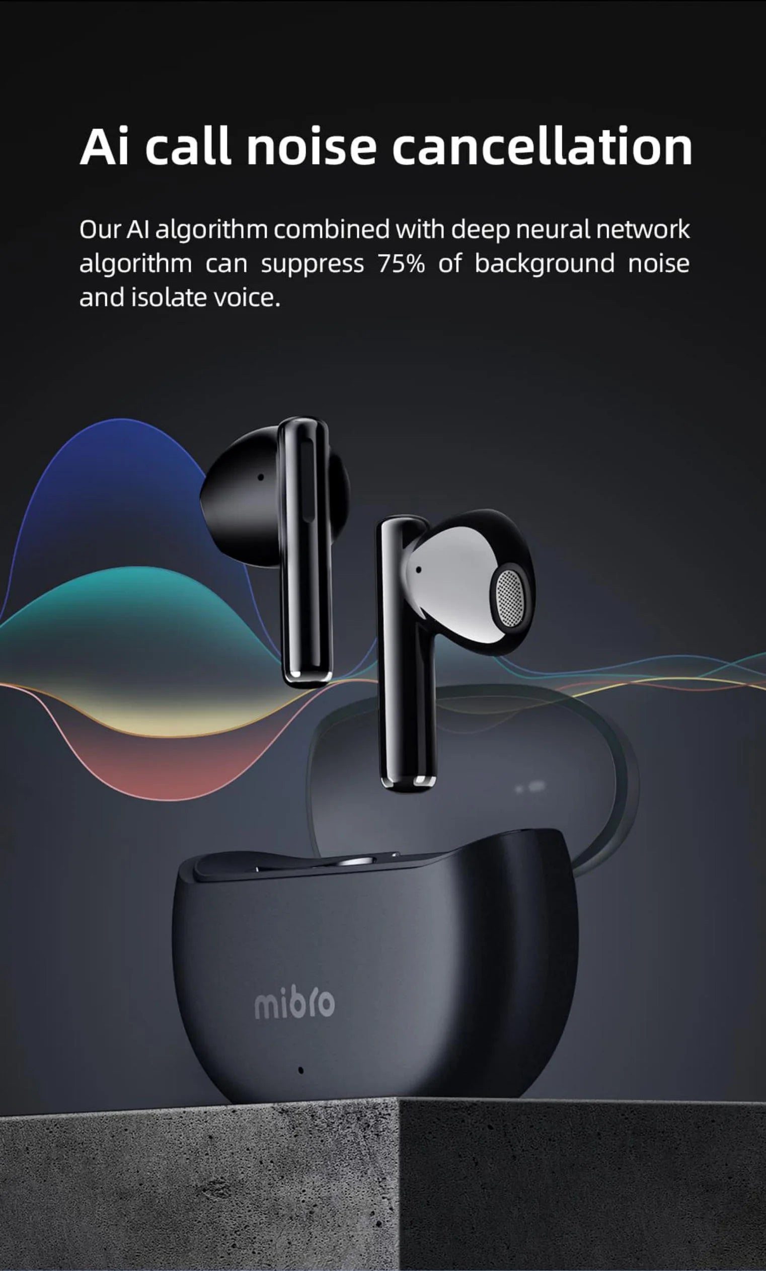Mibro Earbuds2 TWS Bluetooth 5.3 IPX5 Waterproof ENC HD Call Headphones HiFi Touch Control Noise Reduction Wireless Earphones